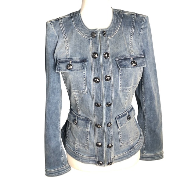 White House Black Market Jackets & Blazers - White House Black Market Women's Soft Denim Military Jean‎ Jacket $160 Sz 4